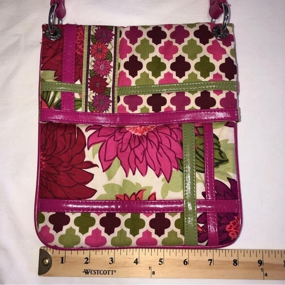 Vera Bradley Hello Dahlia Flipster Hipster Crossbody Bag Pink Green - Picture 9 of 12